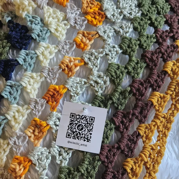12-in-1 Granny Square Unique Shawl Cape Multicolor Crochet Wrap Fall Layering - Picture 14 of 17